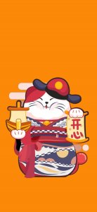 ​招财猫喜庆红色招财——高清手机壁纸